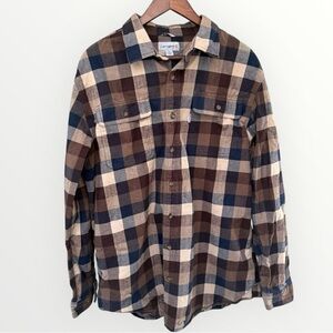 Carhartt Men's Regular Fit Heavyweight Long Sleeve Flannel Plaid Shirt in Brown